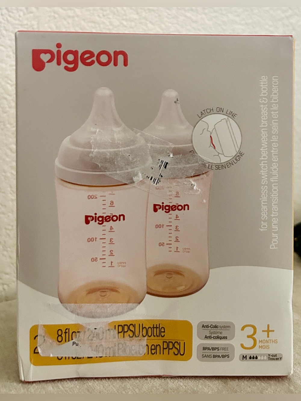 Pigeon SofTouch Anti-Colic PPSU Baby Bottle 240ml 2-Pack Brand New In Box